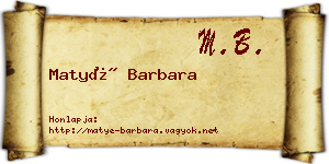 Matyé Barbara névjegykártya